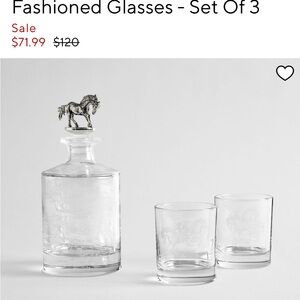 Pottery Barn Silver Horse Decanter Set